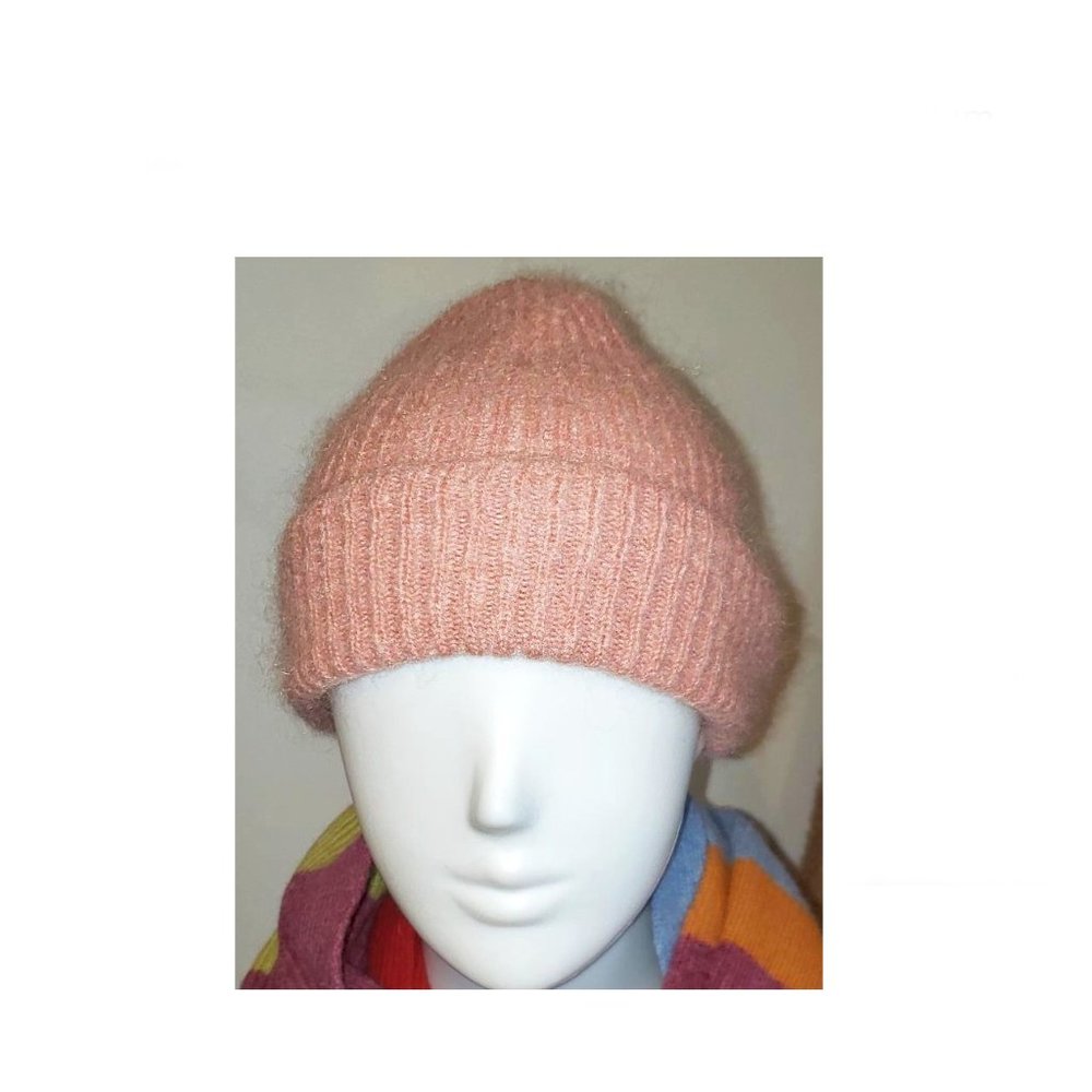 Pink mohair wool tuque o/s